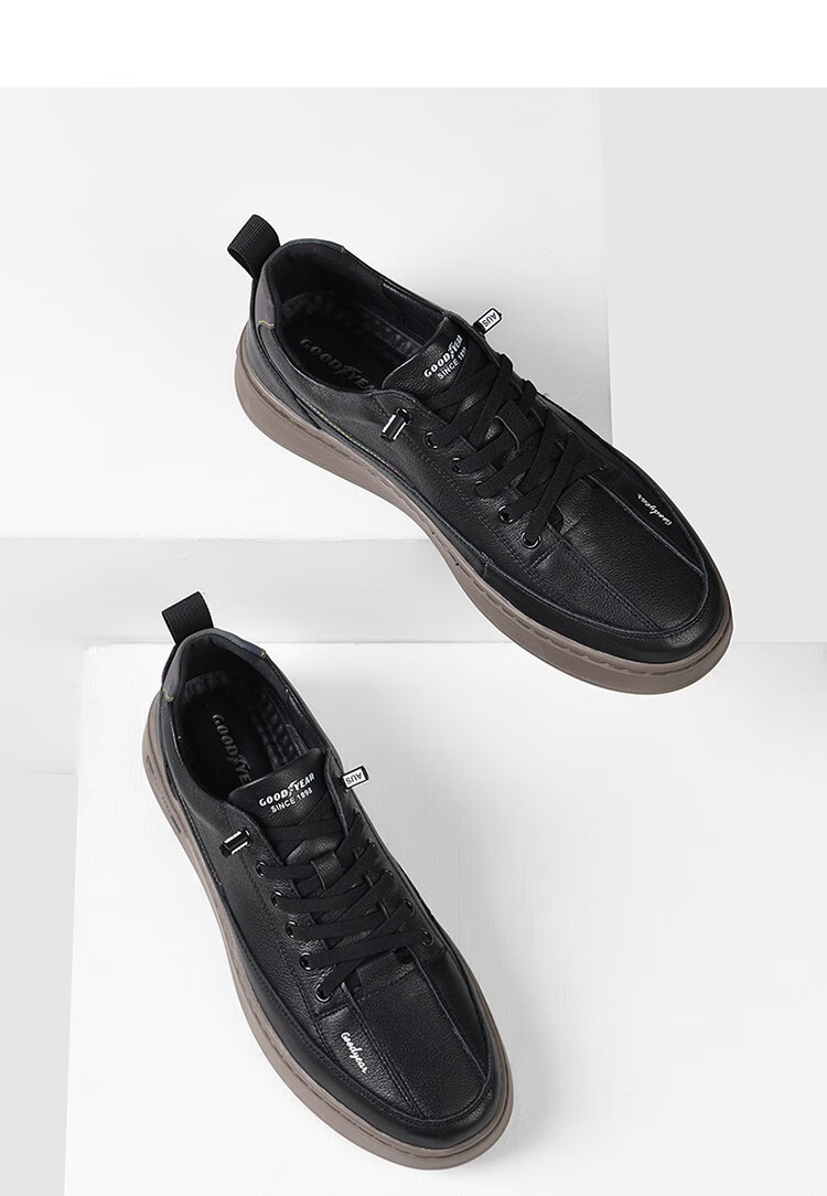 固特异(goodyear)男鞋夏季2022新款秋季头层牛皮时尚休闲板鞋男士皮鞋