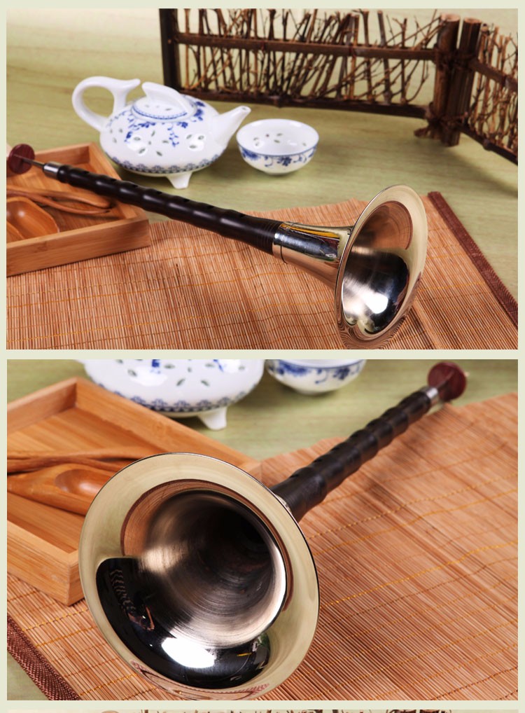 唢呐黑檀乌木民族吹奏乐器 唢呐白碗刻花碗 大d调唢呐