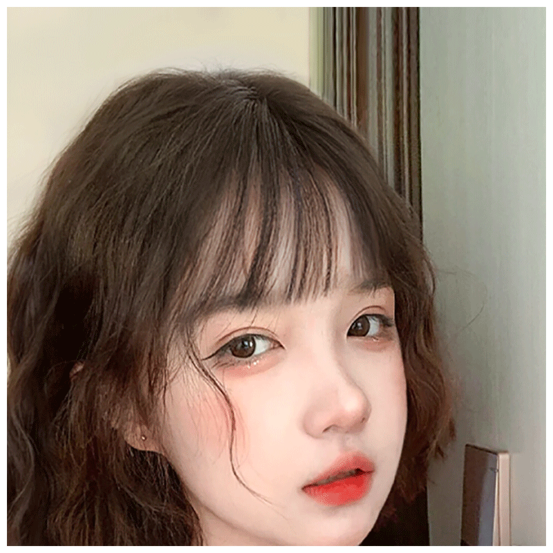 天使丝丝假发短发女夏季全头套式网红圆脸短卷发羊毛卷假发套奶茶棕发