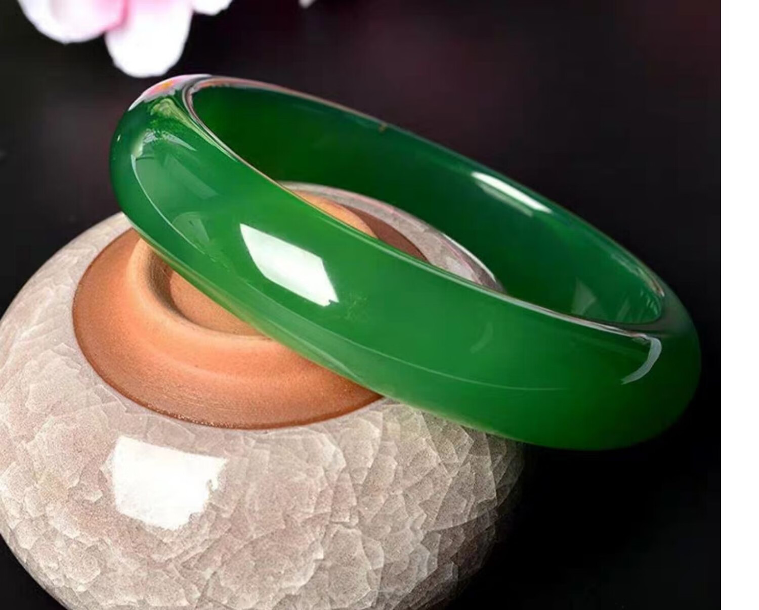 帝王绿玉髓手镯女款冰种玛瑙玉石玉镯子少女炫石为玉镯附证书60mm61mm