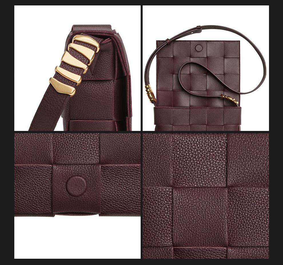 bottega veneta(葆蝶家)bv女包 cassette系列编织粒面皮革单肩包 酒