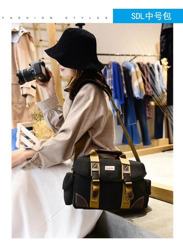 Camera bag men's and women's SLR micro-single camera bag Sudiro single shoulder suitable for 650D800D700D750D850D200D khaki Camera bag men's and women's SLR micro-single camera bag Sudiro single shoulder suitable for 650D800D700D750D850D200D khaki