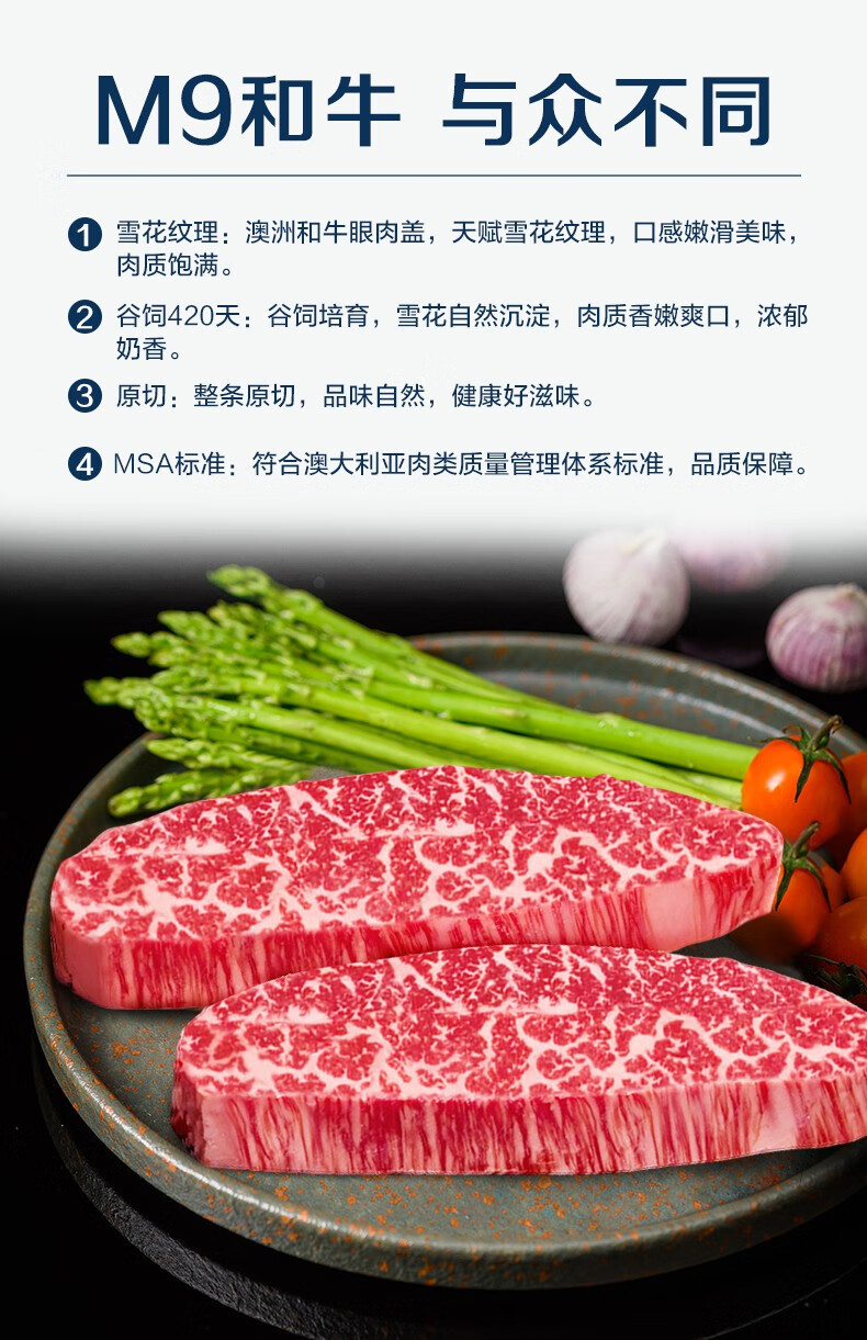 若简澳洲进口和牛m9牛排眼肉盖菲力板腱腹心肉牛腩排肩胛牛排生鲜冷冻
