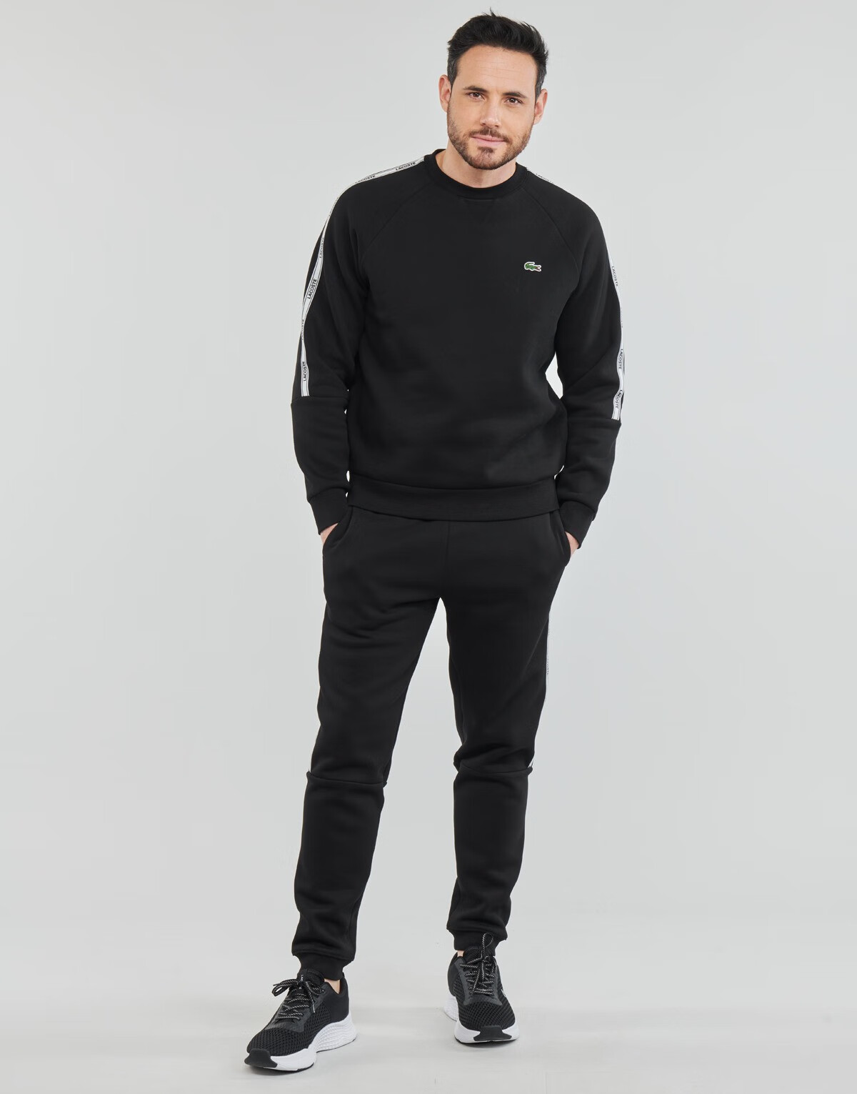 lacoste法国鳄鱼男装卫裤黑色2022春夏新款百搭薄款休闲束口长裤运动