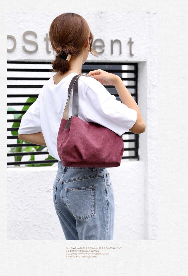 小包包帆布包女单肩手提纯色简约轻便布袋布兜女手拎手腕上班包小背包