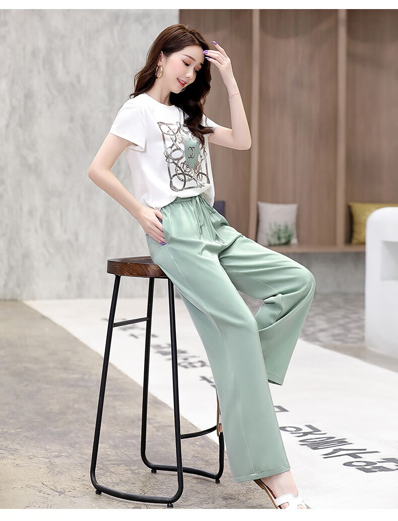 雪纺套装女夏装2020年新款气质女神范衣服洋气欧洲站两件套 图片色 请