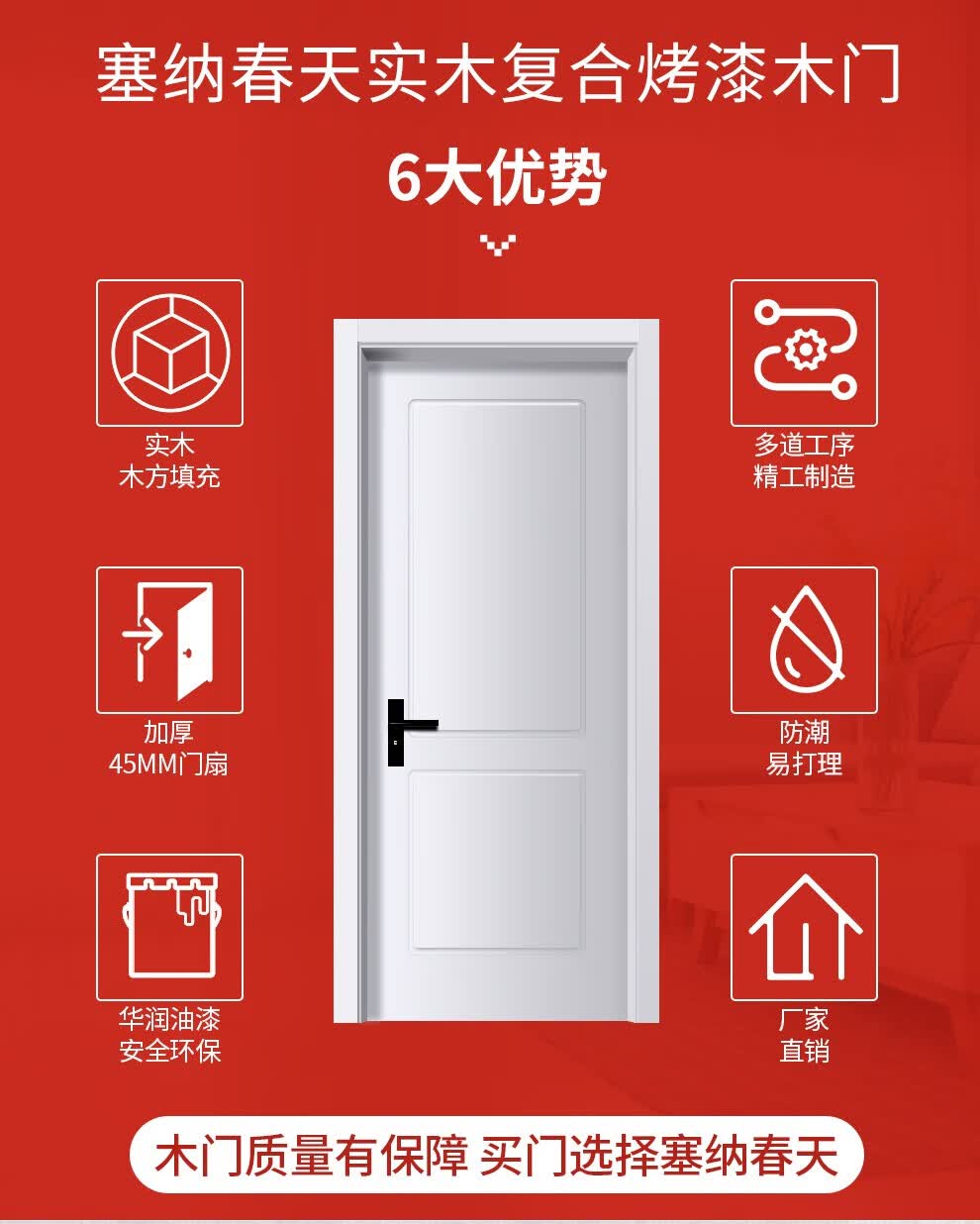 塞纳春天 木门卧室门定制房门室内门木质复合烤漆门 三居室经典套餐