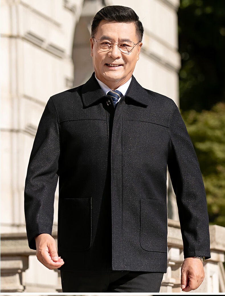 鹿戛野(lugaye)商务夹克男装轻奢品牌领导干部服装行政休闲夹克中老年