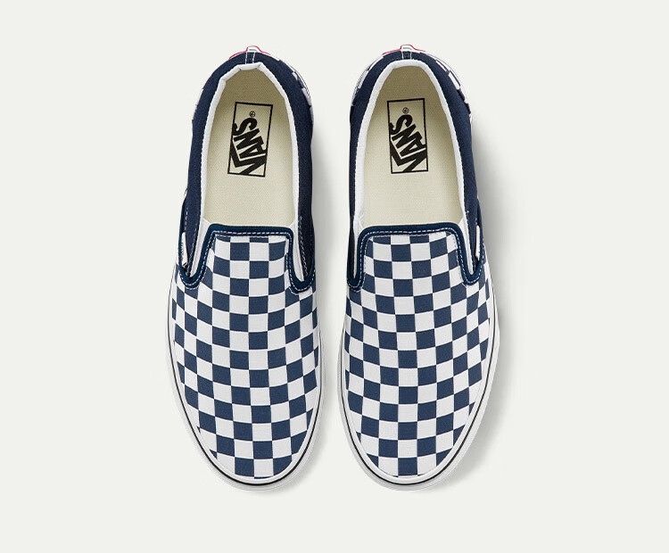 vans范斯官方蓝白棋盘格一脚蹬男鞋女鞋slipon低帮帆布鞋蓝白棋盘格38