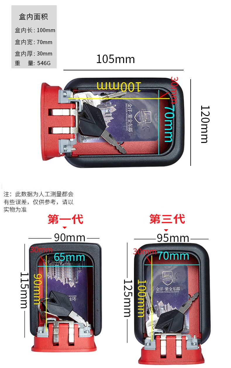 装修钥匙密码盒门口猫眼工地防盗门上密码锁钥匙盒密码盒子装钥匙 第