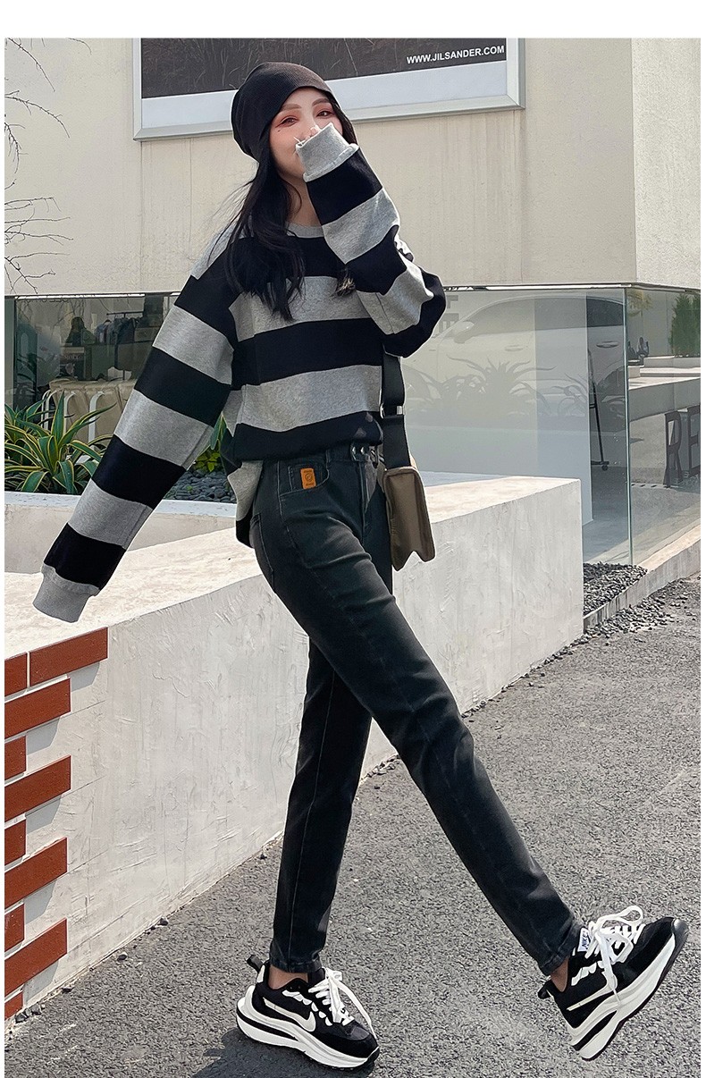Langsha Women's High-Waist Loose Fit Spring Slimming Skinny Carrot Harem Dad Jeans Thin Denim Pants 14