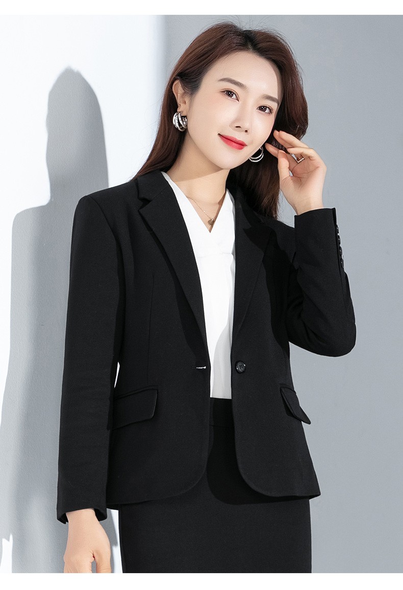 罗蒙女士工装西服2021秋季新款商务百搭单西有型气质职业西装黑色l