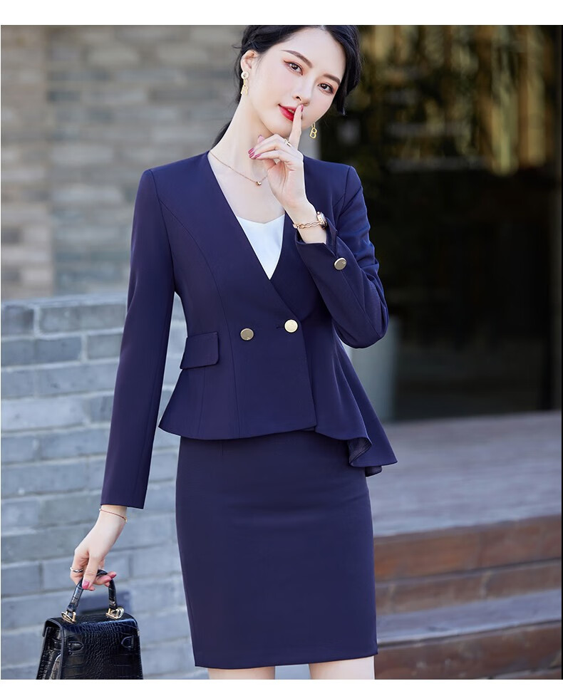 安依莲职业套装女2022春季时尚气质酒店前台工作装售楼部客服主管工作