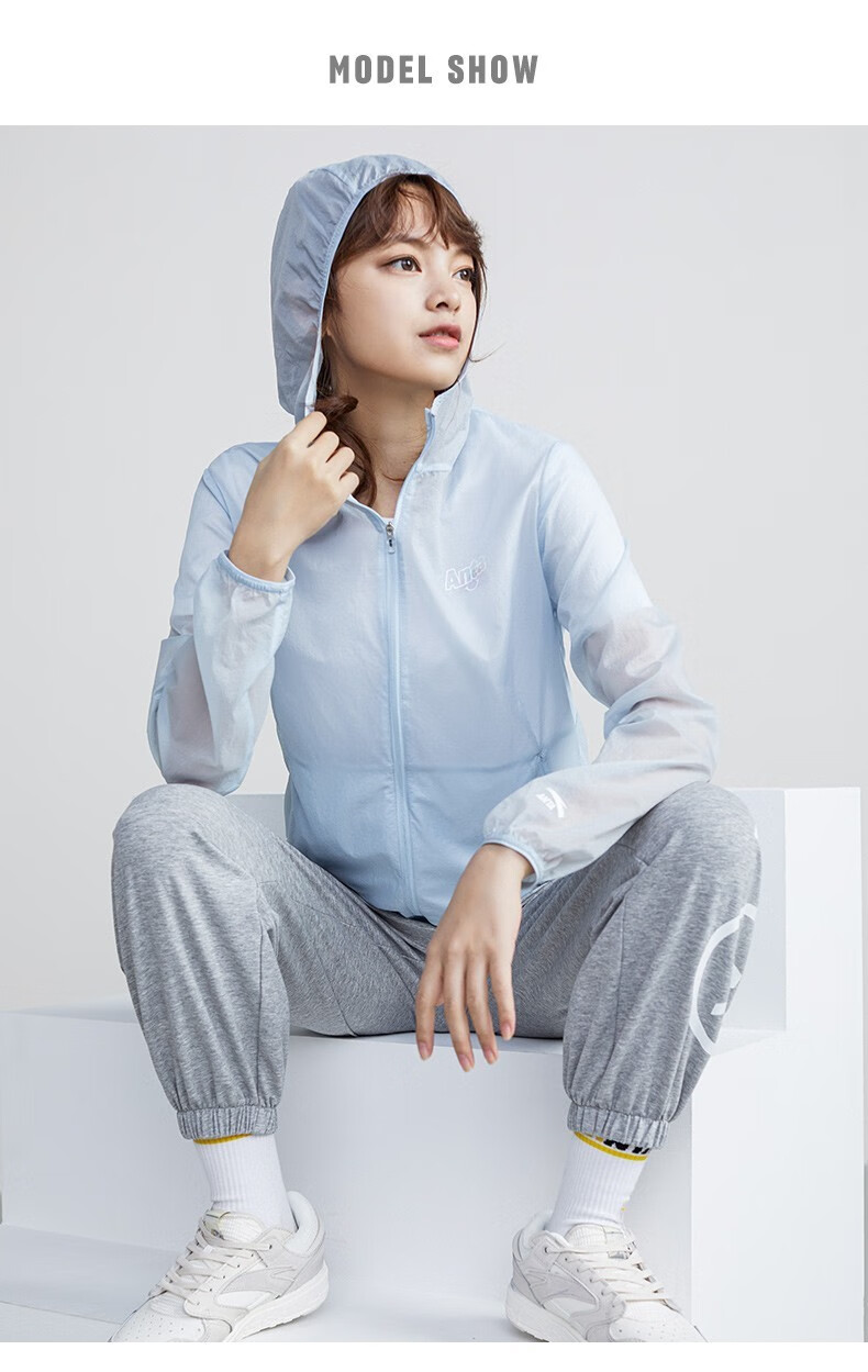 安踏外套女防晒衣2022夏季新款薄透气连帽防晒衣梭织风衣上衣