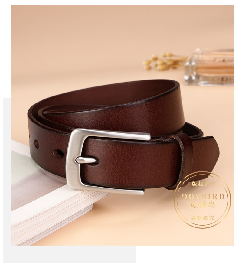 欧迪鸟odybird品牌新款腰带女牛皮奢侈品针扣女生皮带真皮休闲百搭