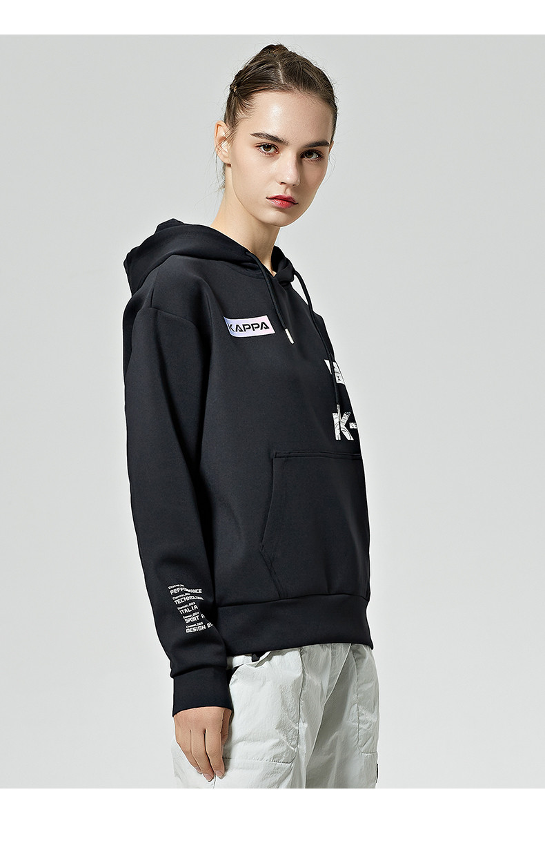 kappa卡帕套头帽衫新款秋冬女运动卫衣休闲外套长袖上衣k0a62mt02f
