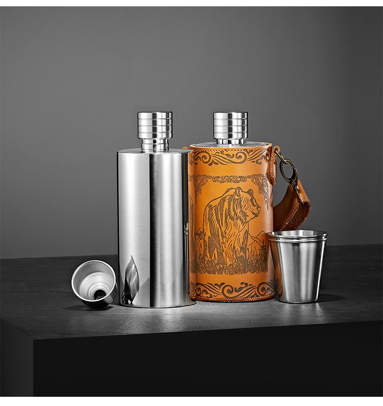 斯涅克俄罗斯小酒壶304不锈钢1一2斤装白酒酒瓶加厚高档随身户外便携