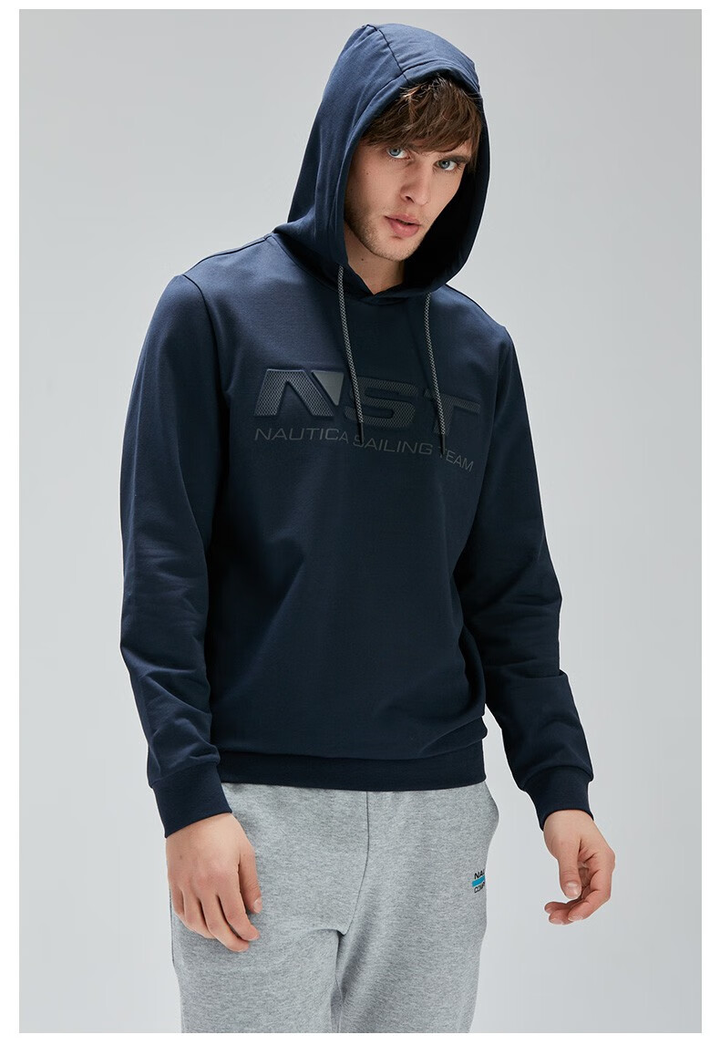 商场同款nautica诺帝卡诺帝卡男士潮流连帽卫衣外套男kc0140红色6nrxl