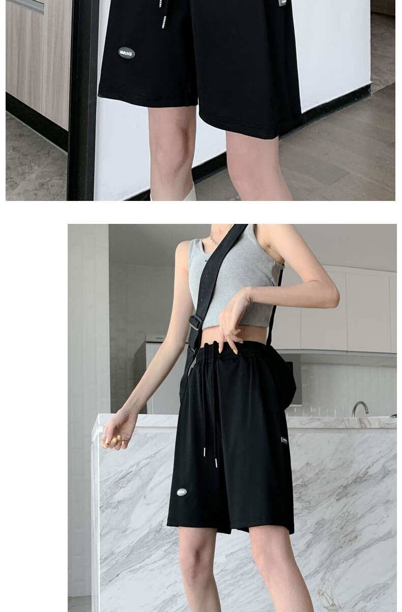 LangSha Ice Silk Shorts for Women, Summer Lightweight High-Waist Loose-Fitting Slimming Wide-Leg Mid-Length Pants, Quick-Dry Casual Sports Knee-Length Shorts 14
