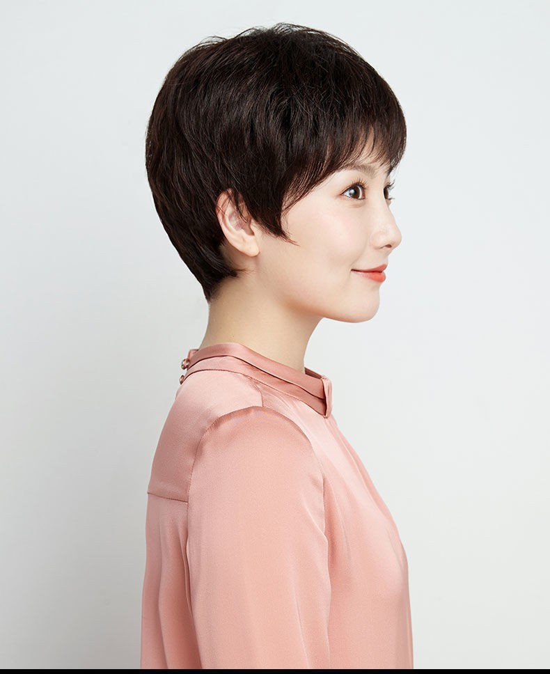 佰美丝中老年假发套女全头逼真整顶真头发妈妈圆脸假发女短发遮白发酒