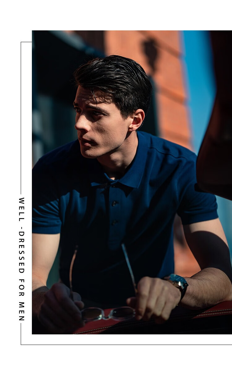 Mr.Bu T-Shirt Spring And Summer Short-Sleeve Polo Shirt, Solid Color Men's Clothing, Middle-Aged Casual Undershirt, Deep Royal Blue, L/175 15