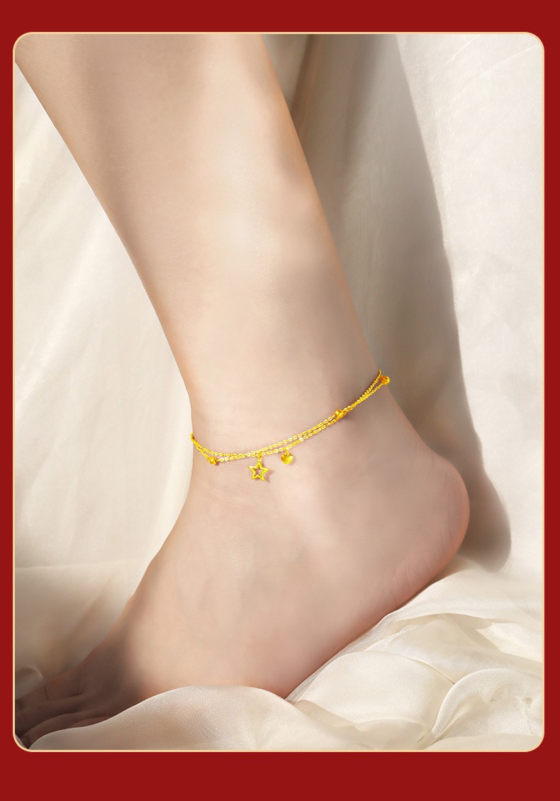 coise黄金脚链女18k黄金足饰女生脚链时尚饰品礼生日礼物送女友送老婆