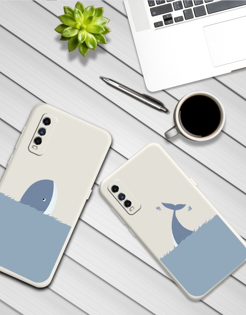 诺朵iqoou1手机壳iqoo u1x液态硅胶vivo软壳全包防摔可爱鲸鱼简约情侣