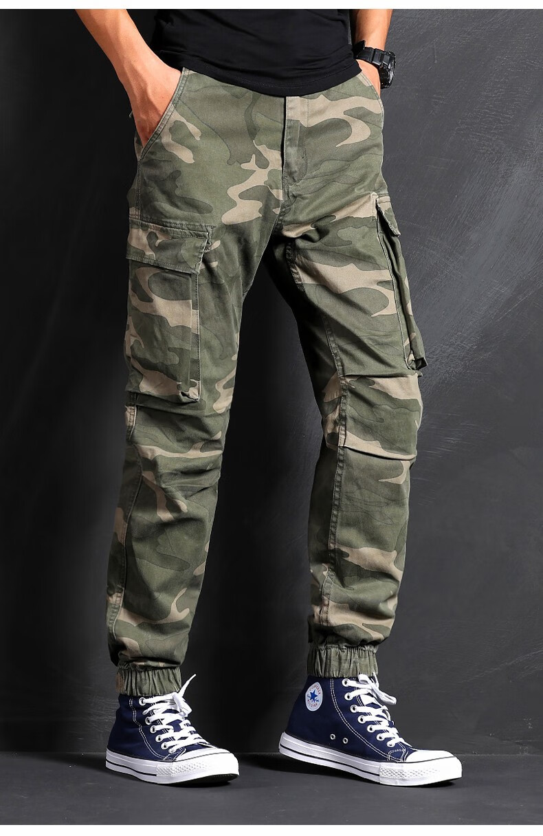 ak army 男装 余文乐束脚工装裤男纯棉潮牌迷彩裤韩版潮流休闲裤男