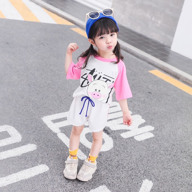 套装夏装女宝宝夏季韩版短袖t恤短裤两件套2-3-4岁小女孩休闲清凉透气