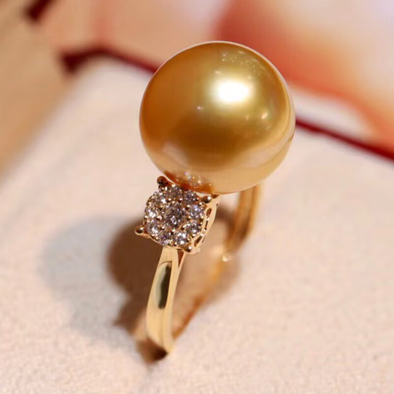 南洋半岛 南洋金珍珠戒指 海水珍珠18k金镶轻奢珠宝名媛气质送女友送