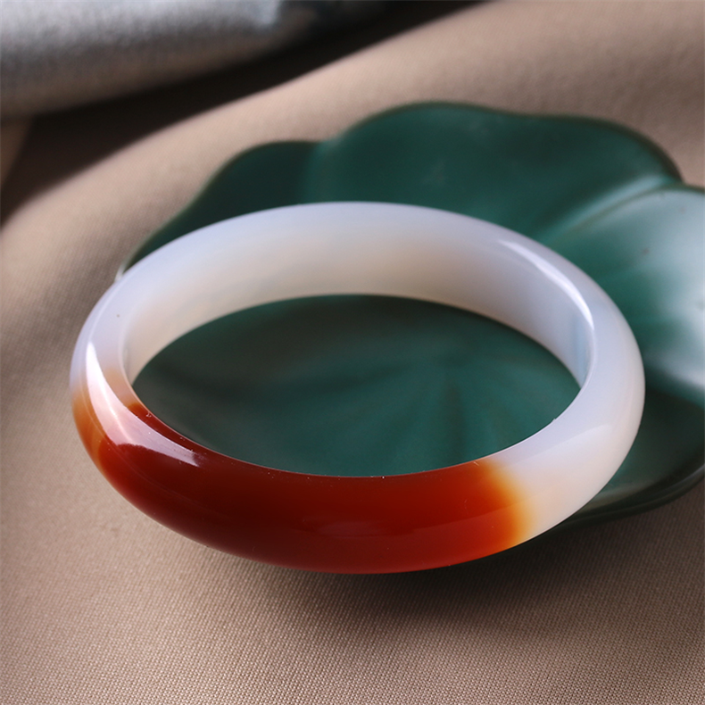 桐航玉手镯红白玛瑙高冰玉髓半壁江山送妈妈爱人朋友礼物宽条款6263