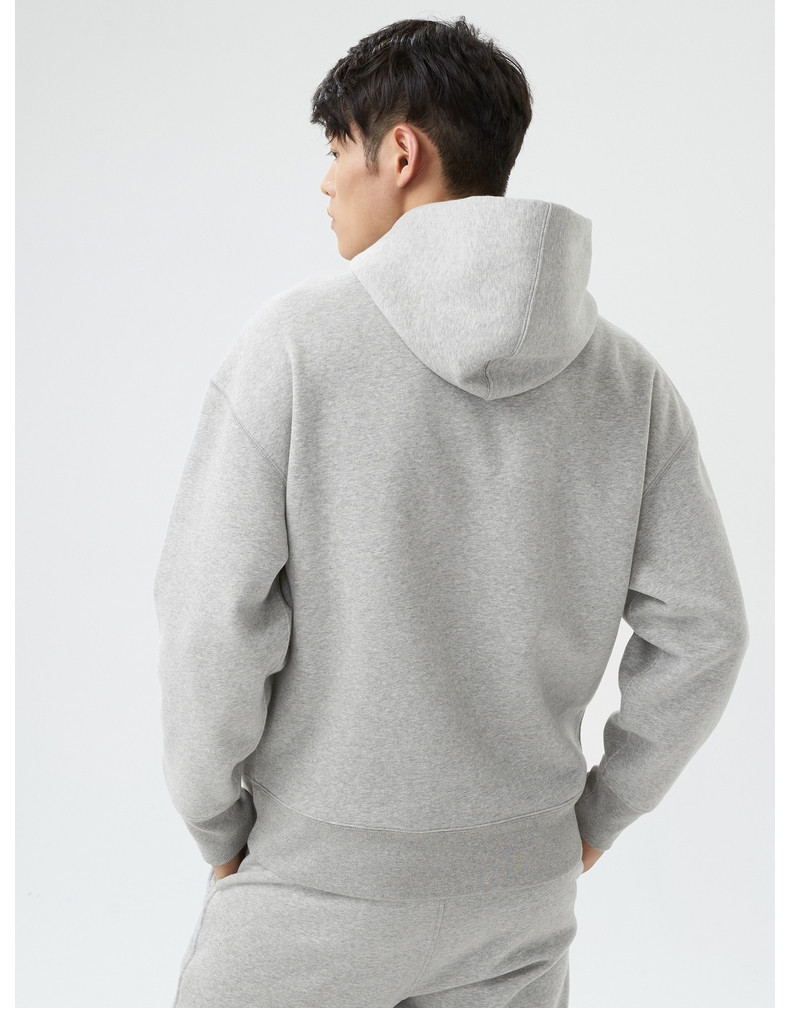 gap男装logo碳素软磨抓绒连帽衫737175冬季新款保暖宽松休闲卫衣浅