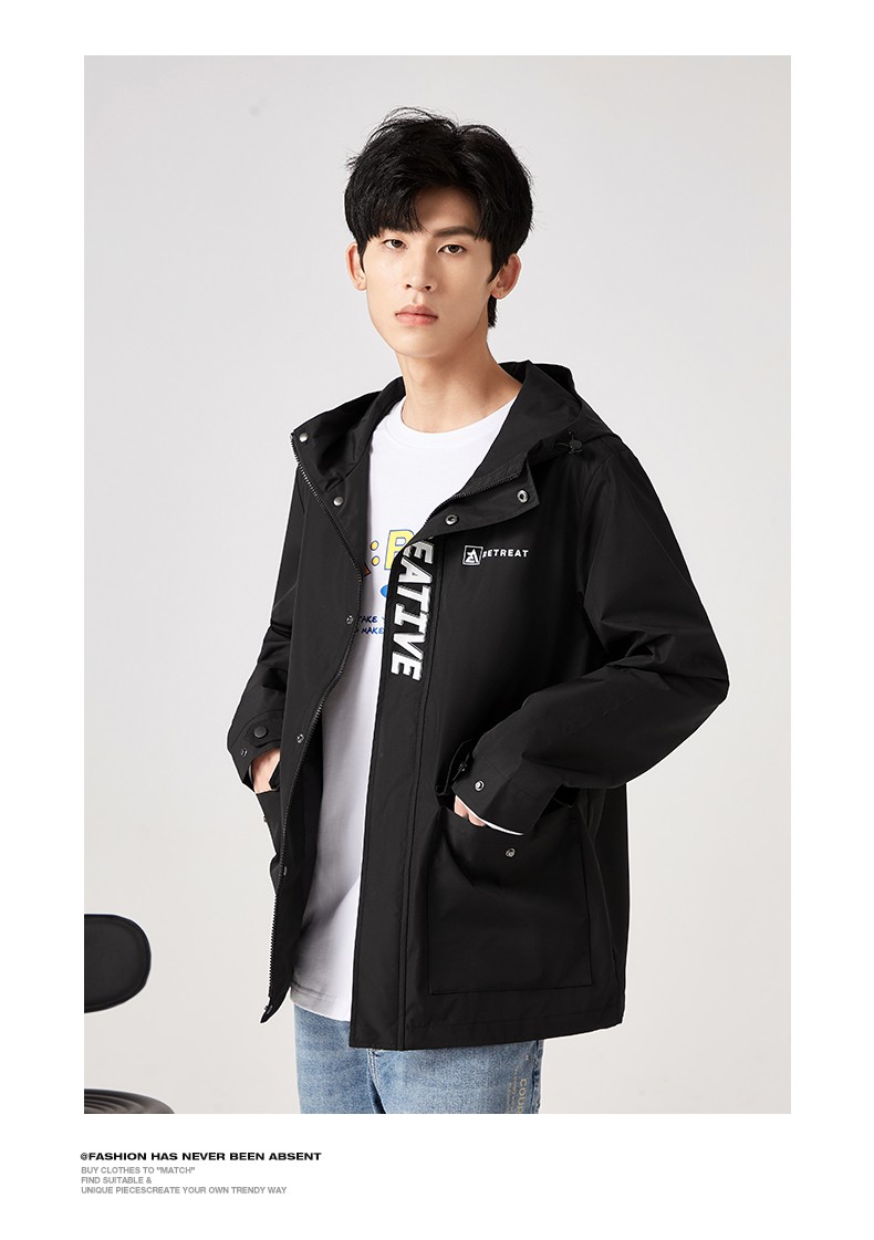 以纯线上品牌a21春季2021新款男装合体连帽长袖开胸夹层外套男士百搭