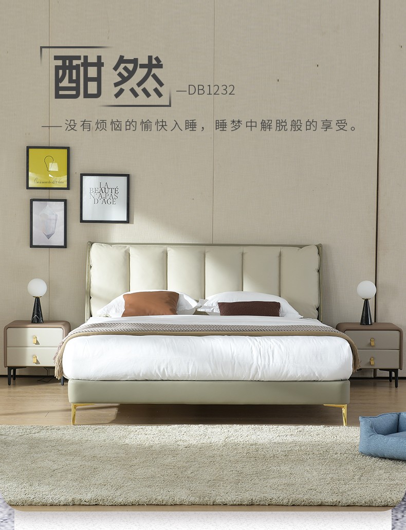 斯可馨双人床科技布艺床现代轻奢卧室家具门店同款db123215m20m科技布