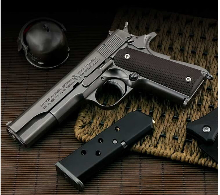 抛壳全金属抢枪模仿真大号合金玩具不可发射神孩子m1911银色可抛壳