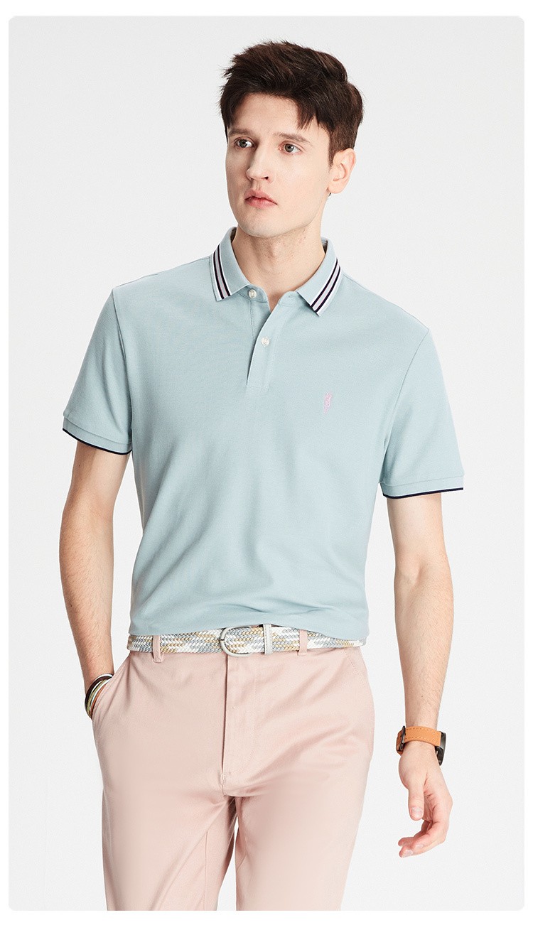 londapolo伦德保罗男士纯棉经典短袖polo衫男夏季新款翻领纯色商务