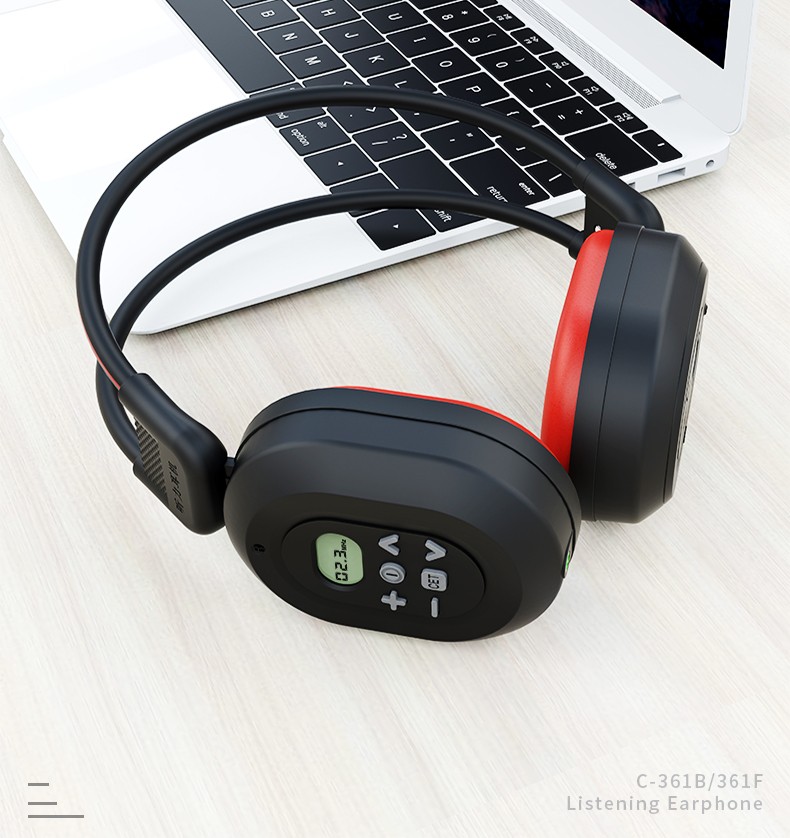 专业考试英语听力考试头戴式耳机红外线调频c361f送电池耳机音频线