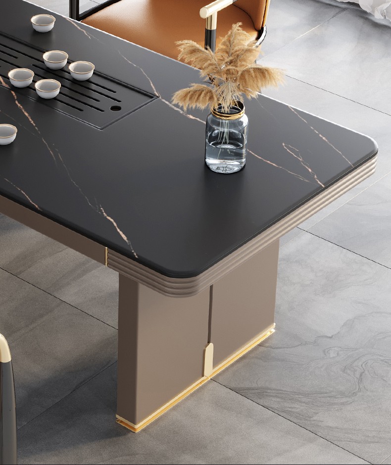 御腾轻奢岩板大茶桌简茶桌椅组合办公室茶具套装一体现代功夫茶台18m