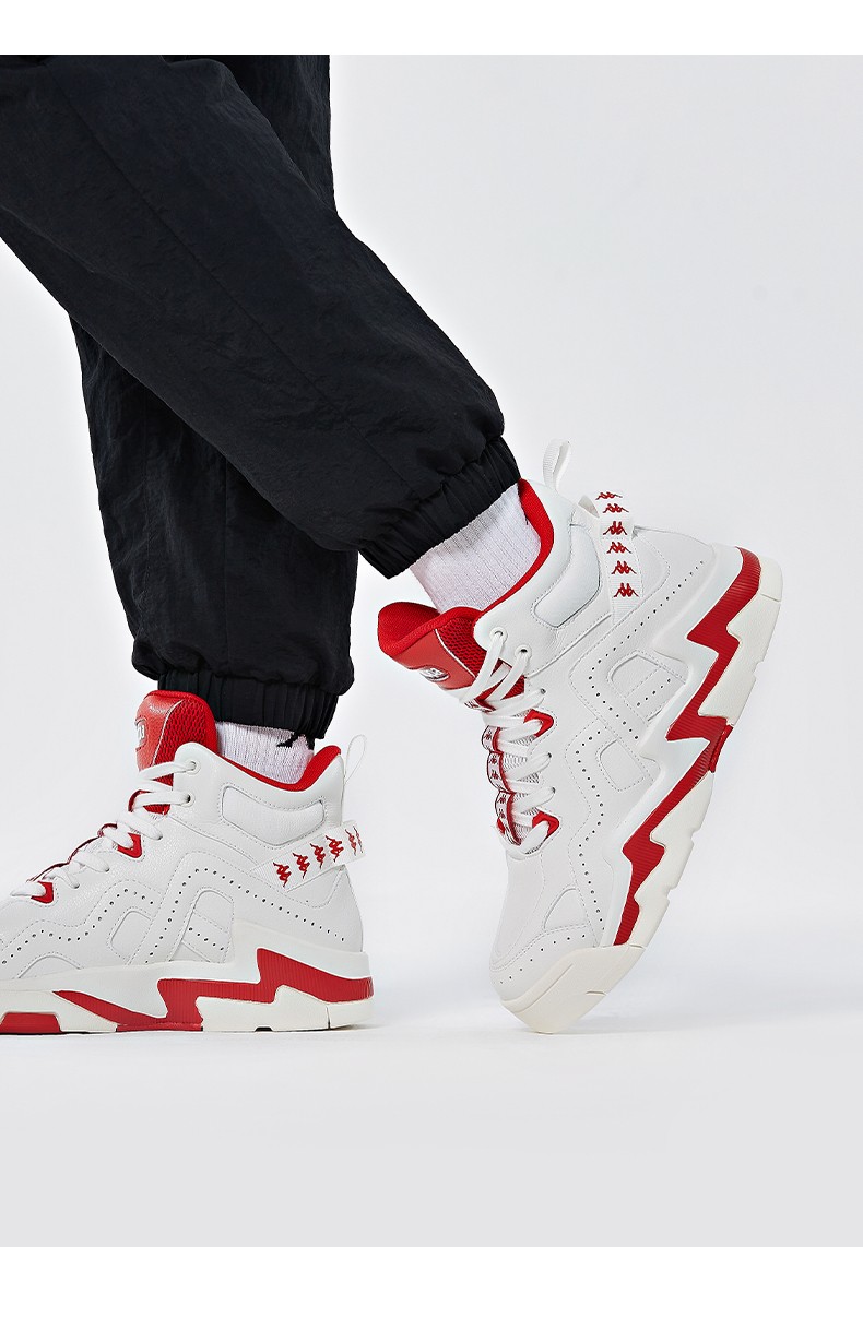 kappa卡帕篮球鞋2021新款情侣男女串标高帮板鞋运动休闲小白鞋黑色