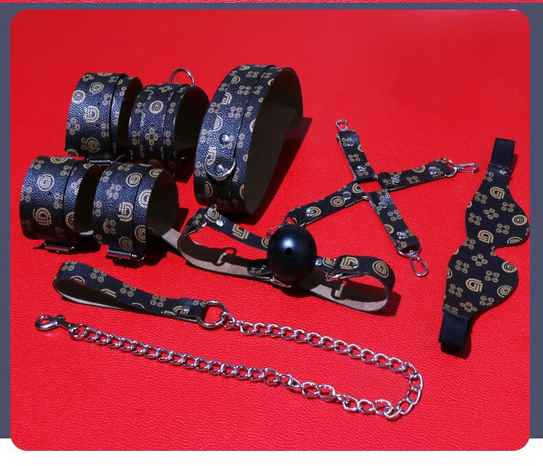 情趣sm反绒皮七件套皮革套装夫妻调教字母束缚花纹翻毛皮成人用品ru反