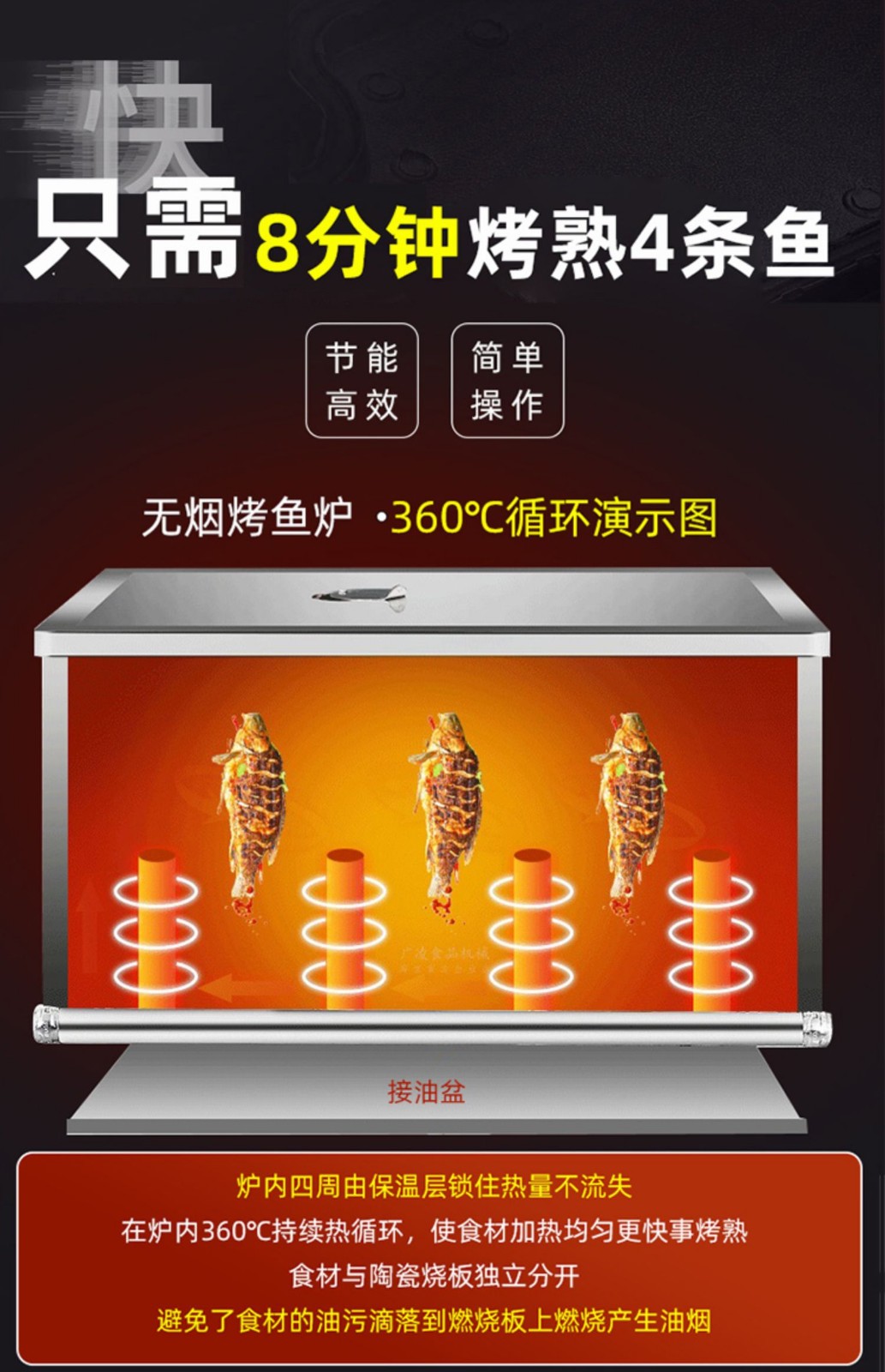 燃气烤鱼炉商用无烟不锈钢液化气烤鱼箱智能电烤鱼机烧烤炉无烟电烤3
