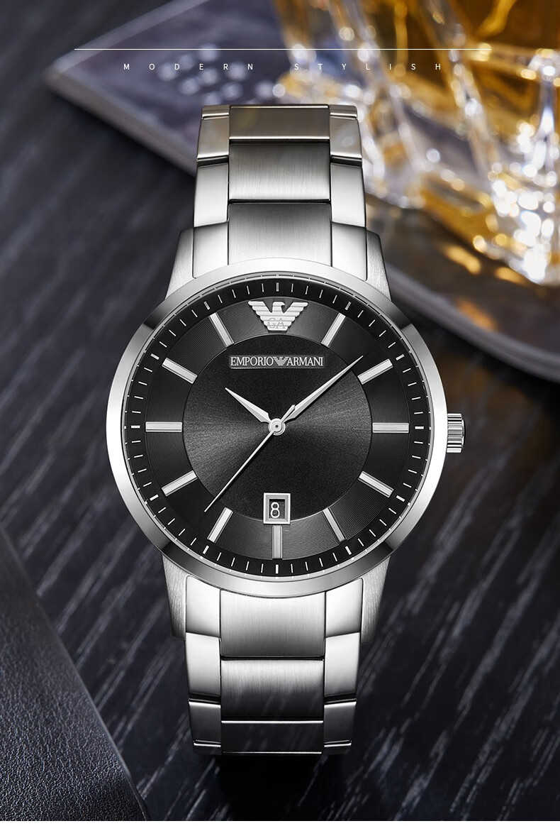 阿玛尼emporioarmani男士手表欧美潮流时尚简约大气男款石英腕表ar
