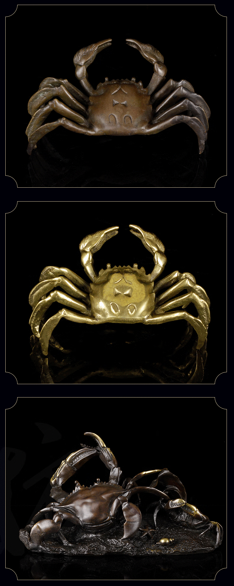 聚玄轩家居全铜大螃蟹工艺品家居办公室铜河蟹摆件乔迁开业礼品 款式