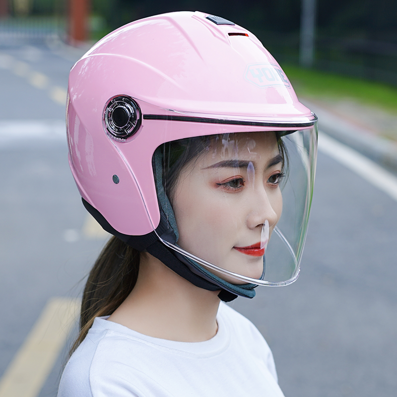 永恒yohe电动车头盔男女士电瓶车头盔半覆式轻便冬季保暖防风安全帽四