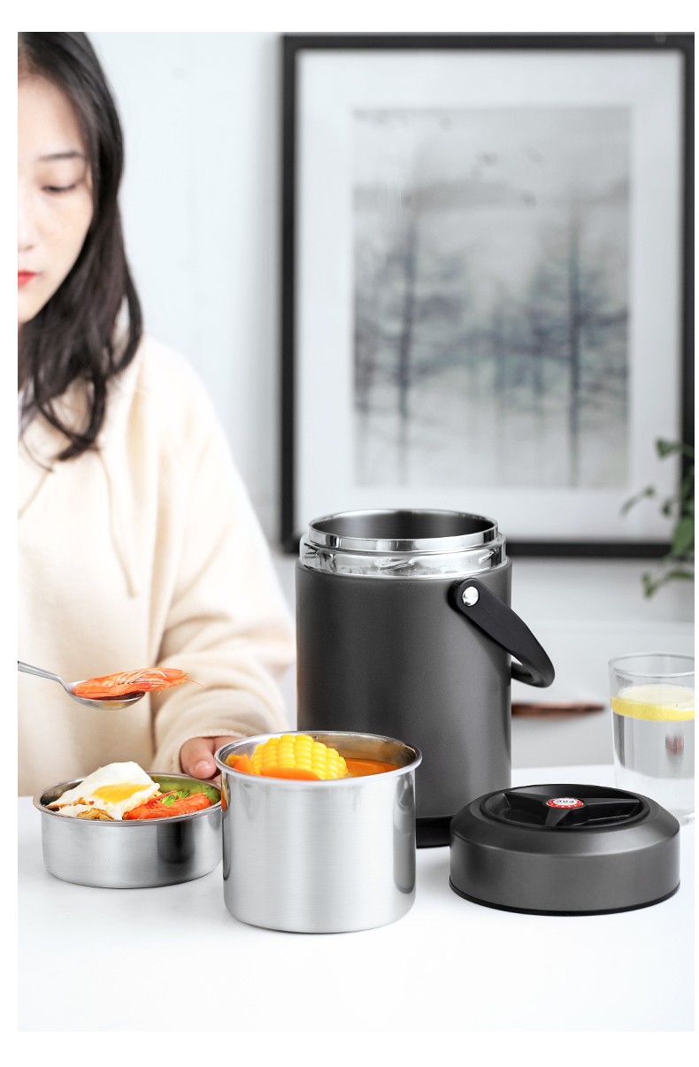 光一 真空304不锈钢保温桶分层饭盒便携手提大容量装汤家用上班族饭桶