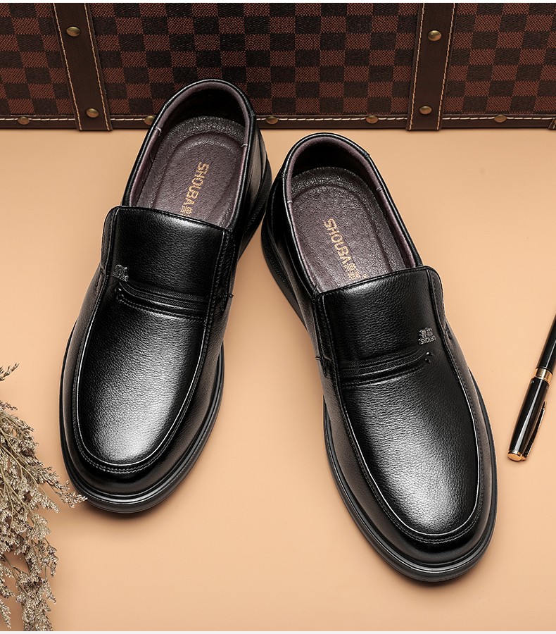 兽霸皮鞋男秋季新款商务休闲鞋男爸爸鞋 黑色6633(系带) 40【图片 价