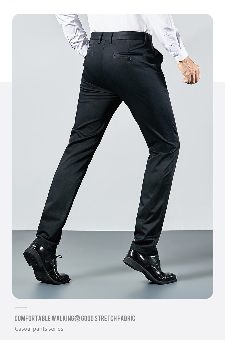 虎都男士休闲裤中青年直筒修身厚款2020新款秋装商务长裤子zsq30920