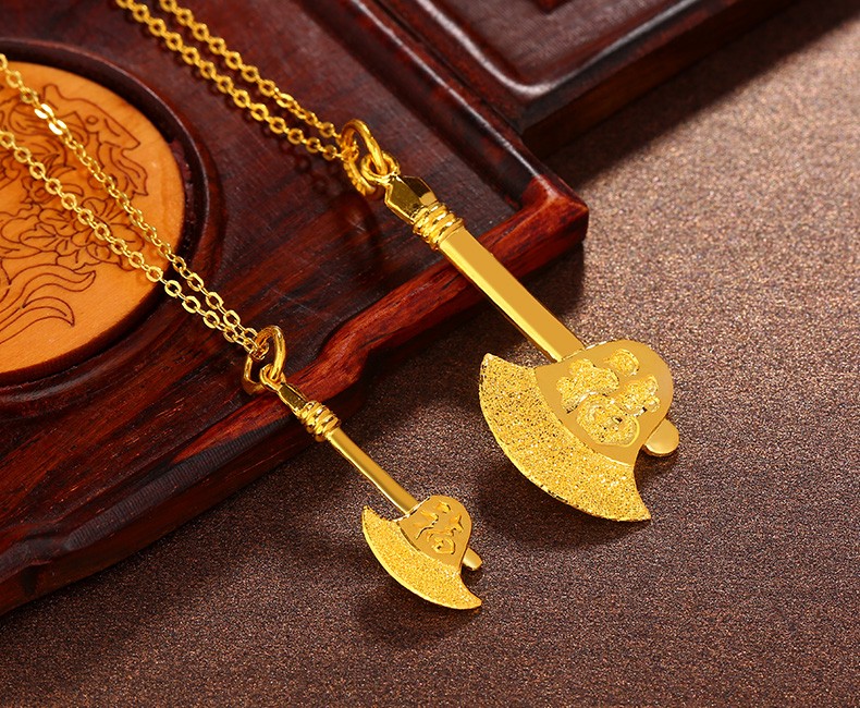 百泰首饰足金999黄金吊坠女福字项链坠斧头挂坠男生日礼物235g