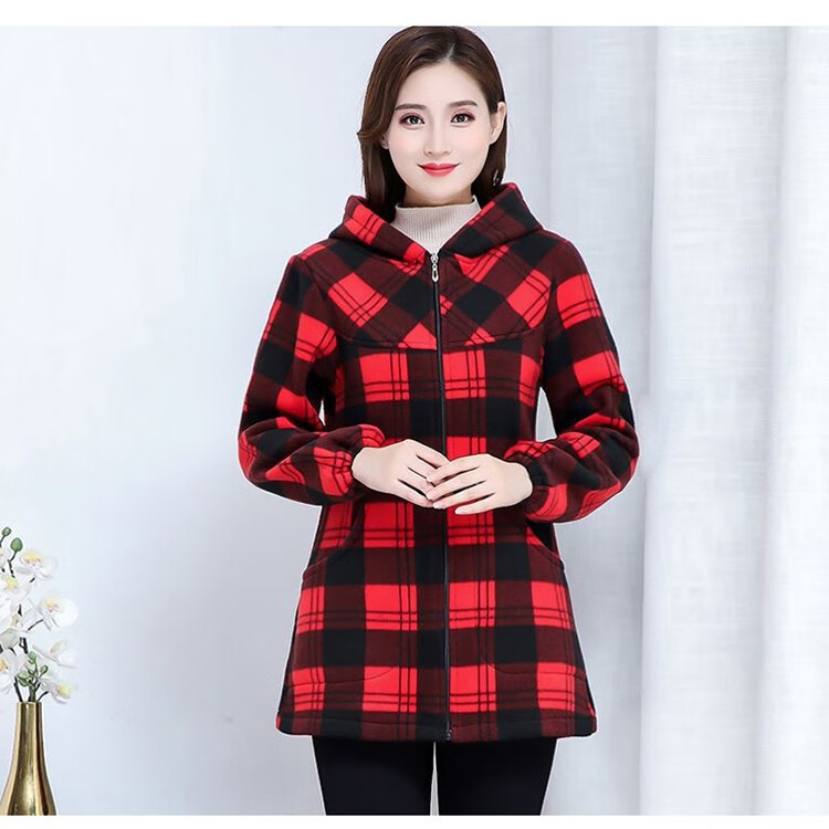 外穿加厚款女式罩衣女罩衫外套加长款秋冬季长袖女款厨房 8号格子-q41