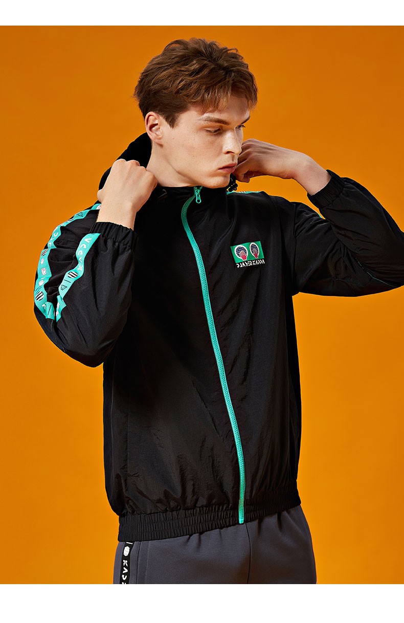 kappa卡帕电音联名串标防风衣新款男梭织外套休闲连帽开衫k0a12fj05d